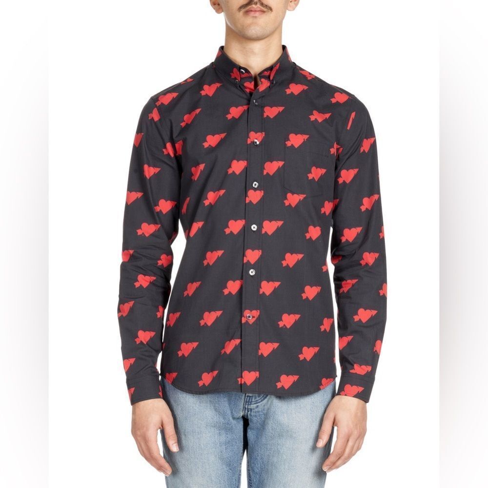 Ami Paris Heartbreaker-Print‎ Sport Shirt
